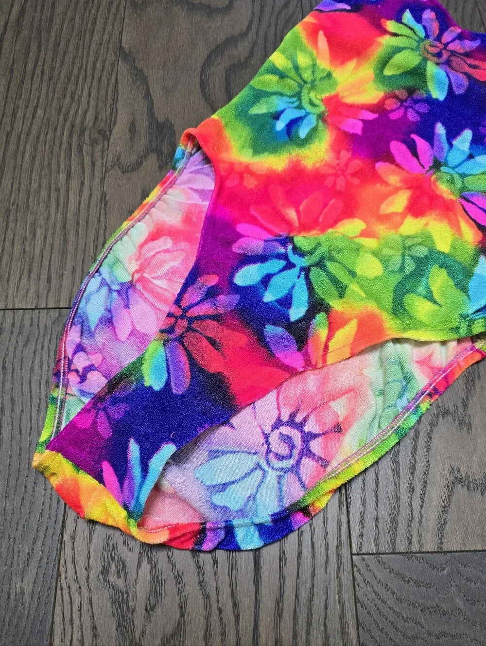 🆕️ Vintage Electric Beach by Jantzen Neon Floral High Cut One Piece Swimsuit